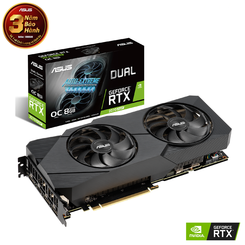 VGA ASUS Dual GeForce RTX 2070 SUPER EVO OC edition 8GB GDDR6 (DUAL-RTX2070S-O8G-EVO)