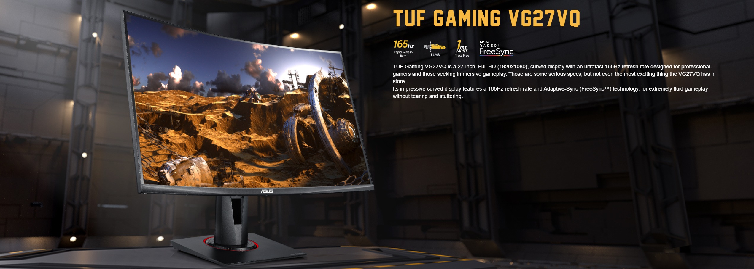 Màn hình ASUS TUF Gaming VG27VQ (27 inch/FHD/VA/400cd/m²/HDMI+DP+Dual-link DVI-D/165Hz)