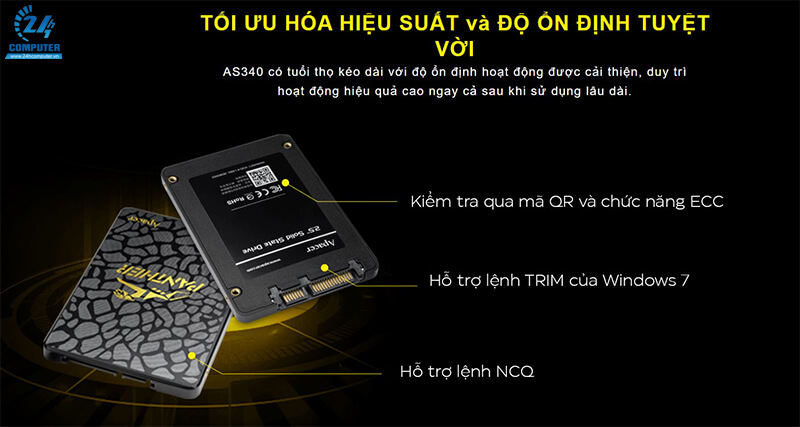 Ổ cứng SSD Apacer 240Gb 2.5” Sata III tốc độ ghi chuẩn lên đến 550Mb/s và 520Mb/s
