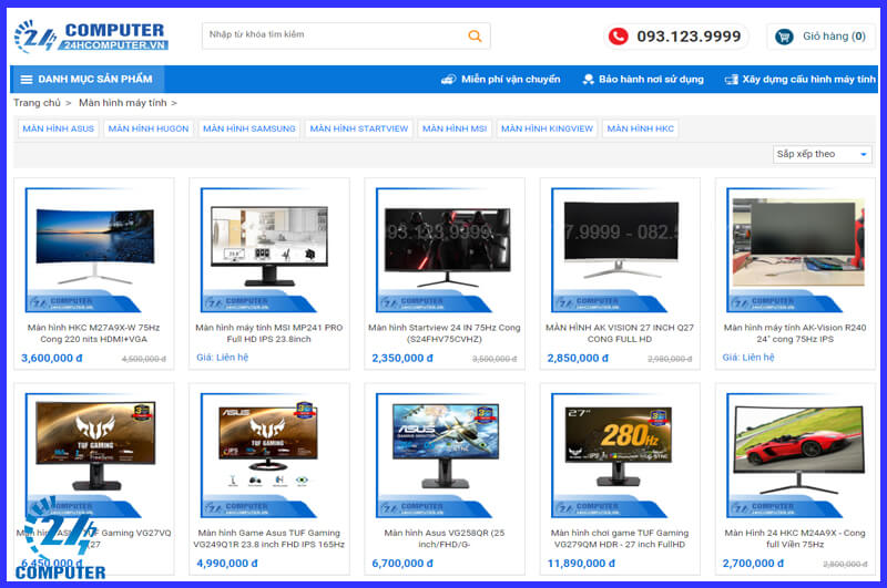 24H Computer chuyên phân phối màn hình máy giá rẻ