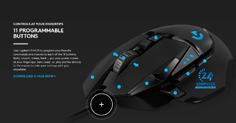 Thông số kỹ thuật cao trong Logitech G502 Hero