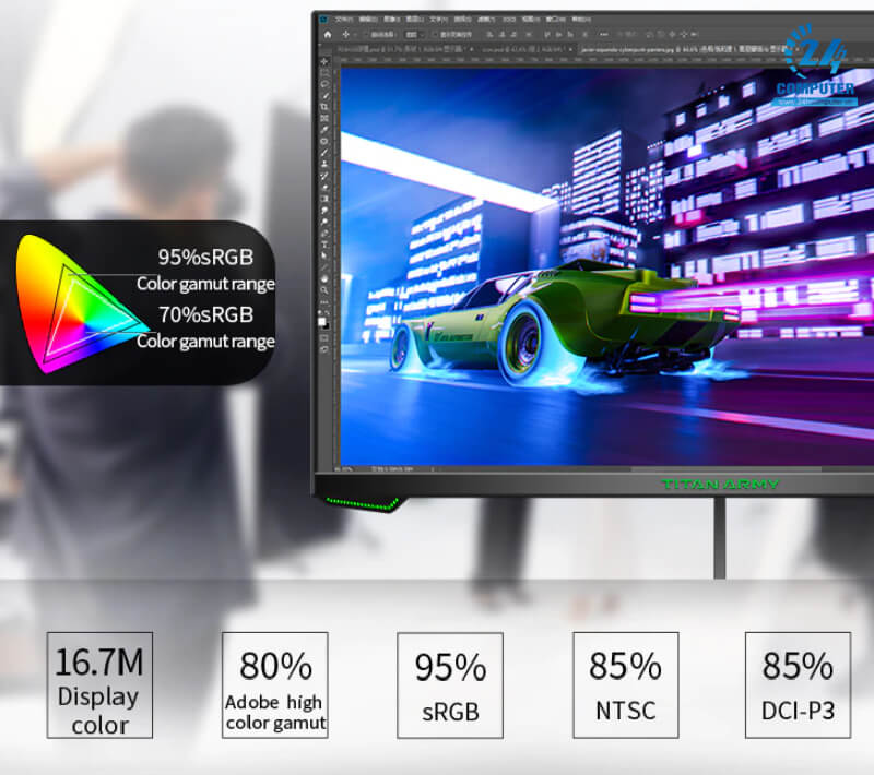 Titan Army P24H2G với công nghệ hiệu chỉnh gam màu rộng