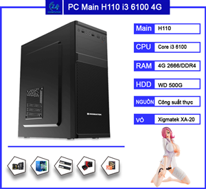 Bộ cây CPU I3-6100 RAM 4G HDD 500G Màn 20 KingView