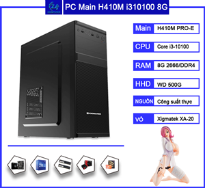 Bộ cây Main H410M CPU i3-10100 RAM 4G HDD 500G Màn 20 KingView