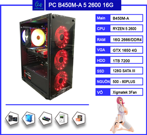 Bộ PC AMD RYZEN 5 2600 / RAM 16G / GTX 1650 4GB
