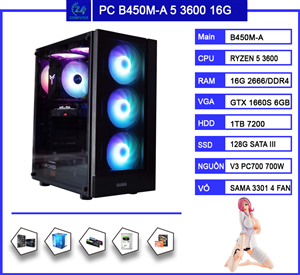Bộ PC AMD RYZEN 5 3600 | RAM 16G |  GTX 1660 SUPER 6G