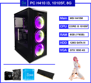 Bộ PC Chơi Game H410 | I3 10105F | Ram 8G | GTX 1650 4G