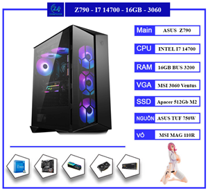 Bộ PC GAMING Z790, I7-14700, 16G/3200, VGA 3060, 750W