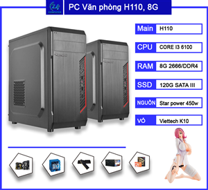 Máy tính PC văn phòng H110, Core I3 6100, Ram 8G