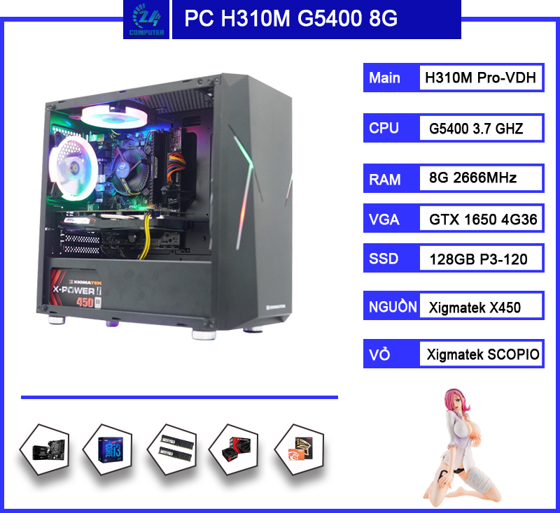 PC chơi Game Core I3 9100F / GTX 1650 / 8GB